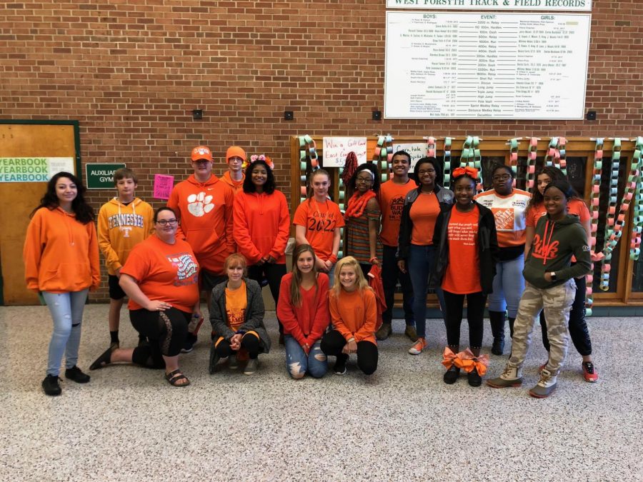 Students display their unity by wearing orange. 