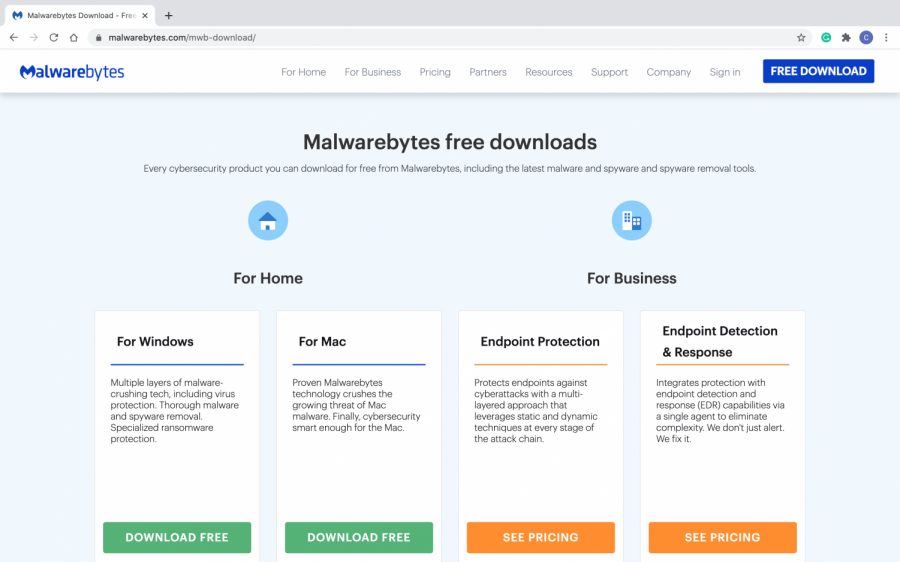 Malwarebytes is one of the many free anti-virus software that you can download to block harmful viruses and threats to your computer.