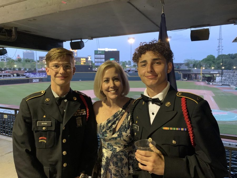Carlos+Lopez+%28right%29%29+and+Pierson+Shaw+%28left%29+enjoy+the+2022+military+ball+with+Superintendent+Tricia+McManus+%28middle%29