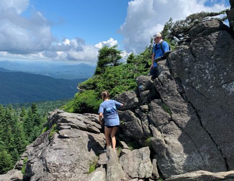 West student hiking with her family at Grandfather Mountain.