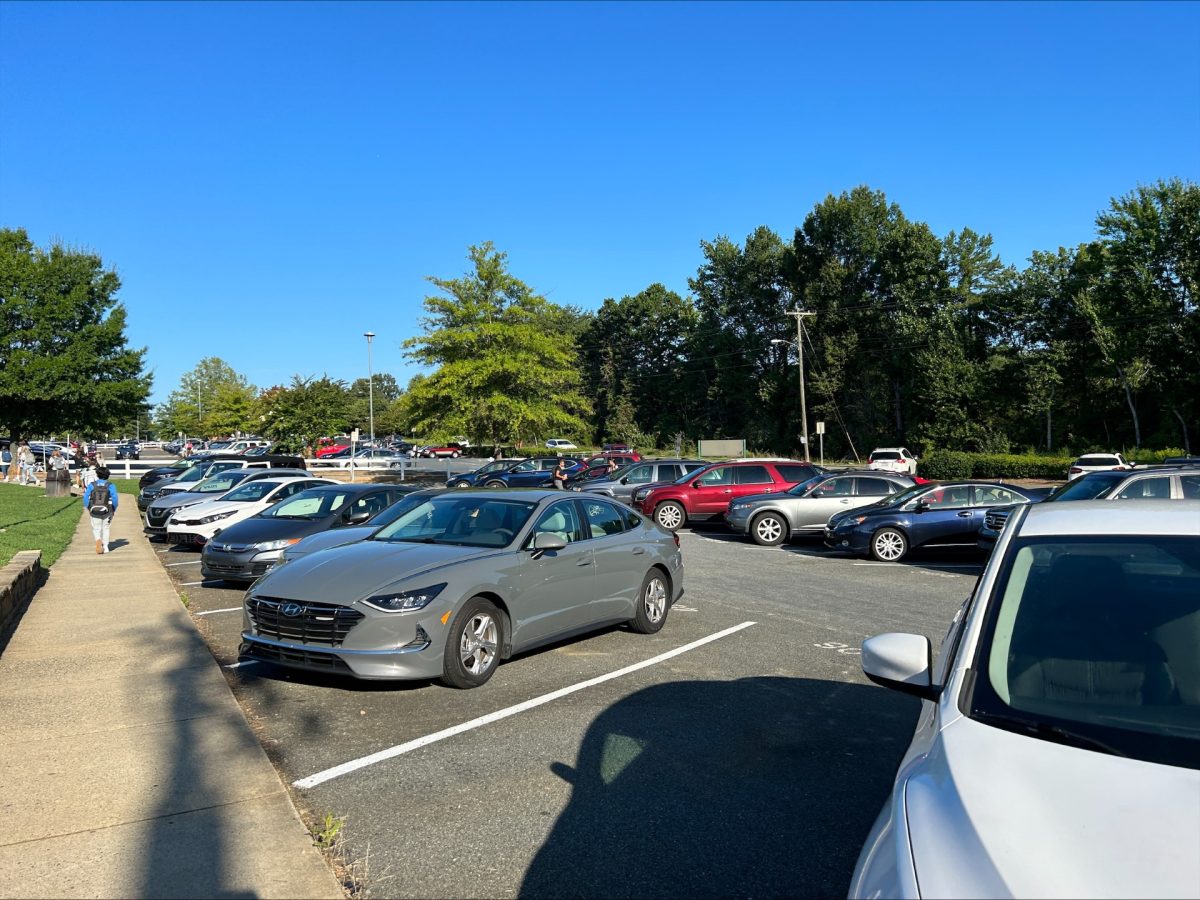 Students parked in the third lot in the morning