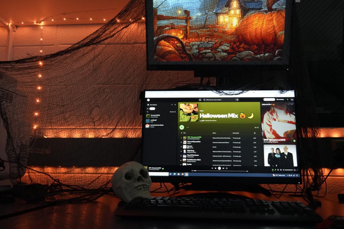 Halloween playlist on computer