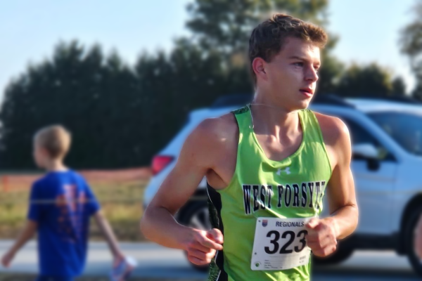 Student Gunnar Douglass running for the West Forsyth Cross Country