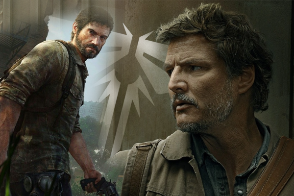 Joel from "The Last of Us" the video game (left) and Pedro Pascal as Joel from the show (right).