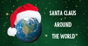 Santa hat on a globe to represent Christmas traditions around the world.