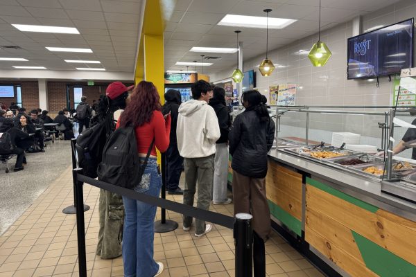 Students line up to try the new Road Trip lunch line.