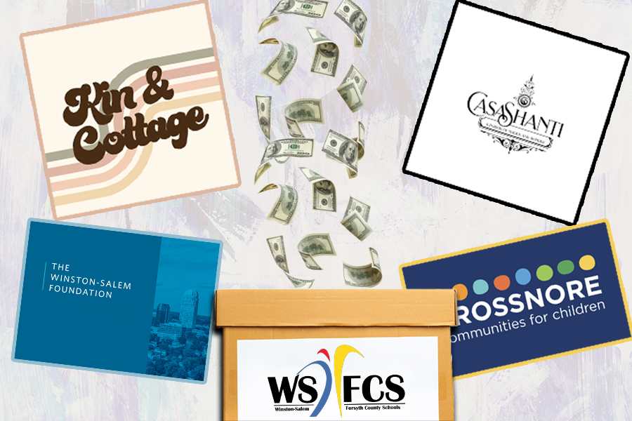 Image of local businesses donating money to the WSFCS district.